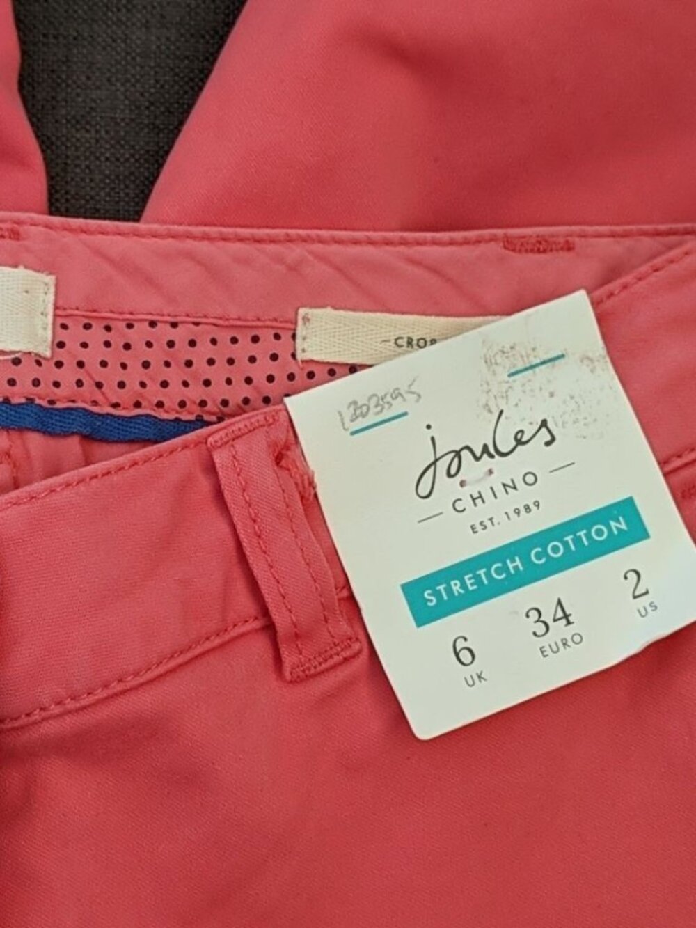 NWT Joules Capri Chino Stretch Pants Coral Pink Rosehip Hesford Crop - Size 2